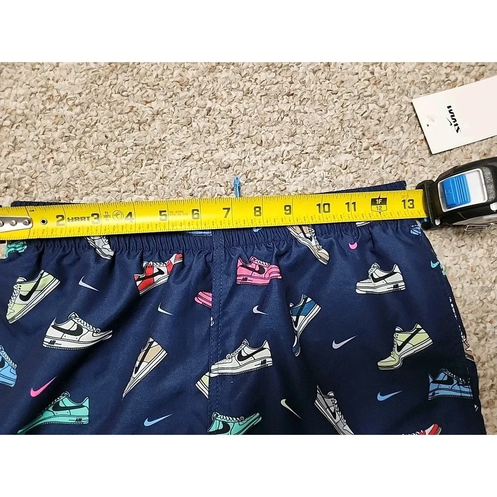 Nike Boys Navy With AOP Air Force One Sneakers Swim Shorts Trunks XL NWT‎